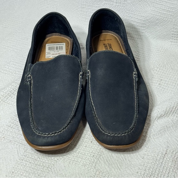 New Johnston & Murphy Men’s Dark Navy Blue Nubuck Driver‎ Loafers Sheepskin 10.5